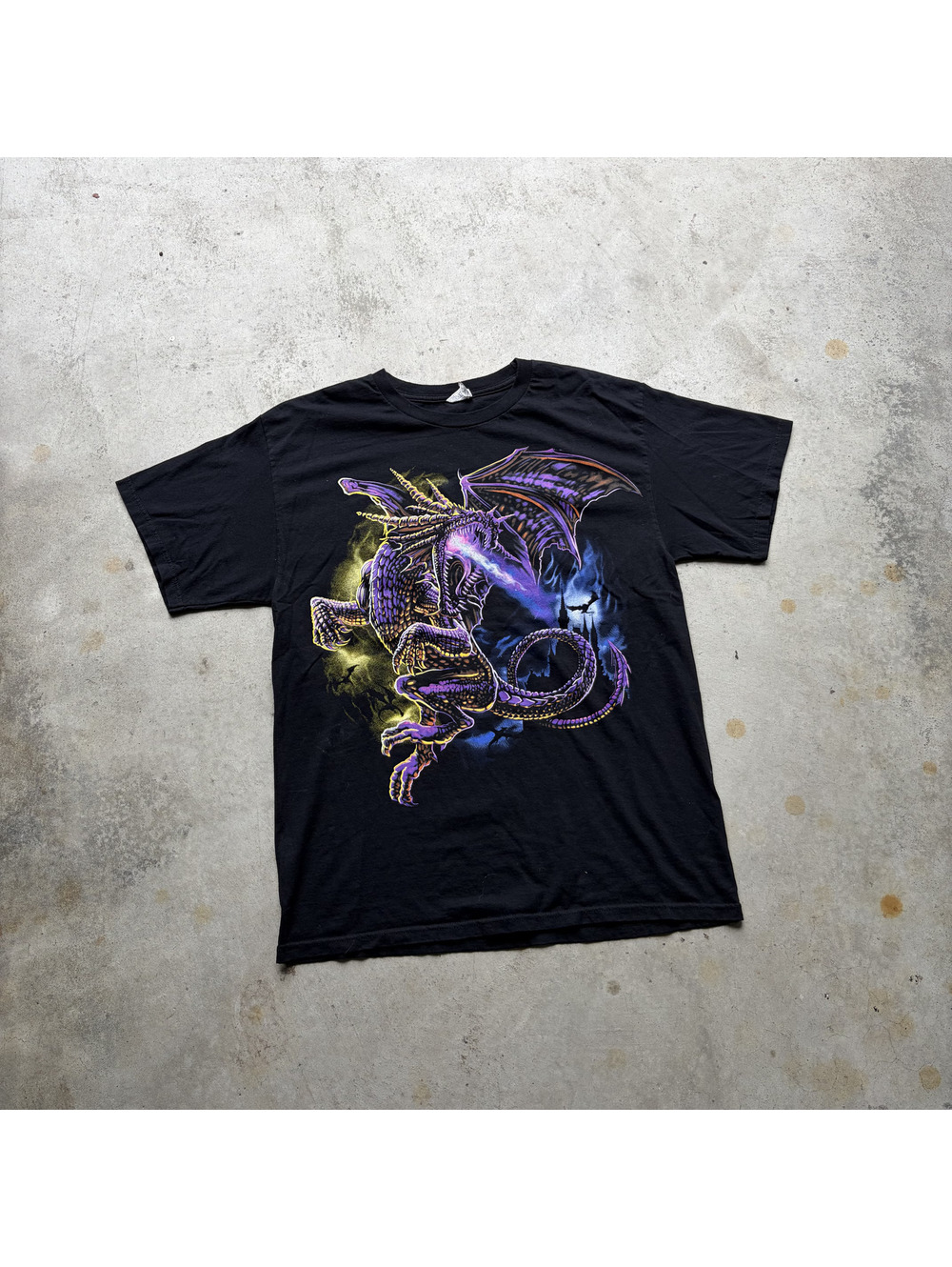 Alstyle Black Graphic Dragon T-Shirt Size Large